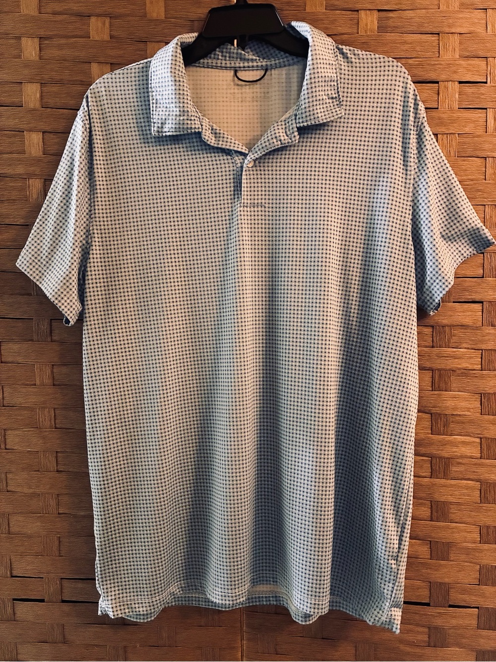 Cotton & Co Light Blue Micro-Check Men's Polo Shirt